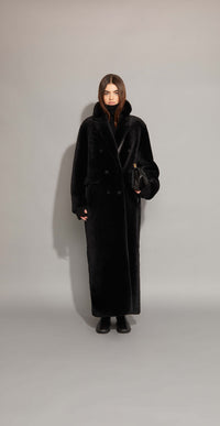 BEN | Manteau en sherling colorblock