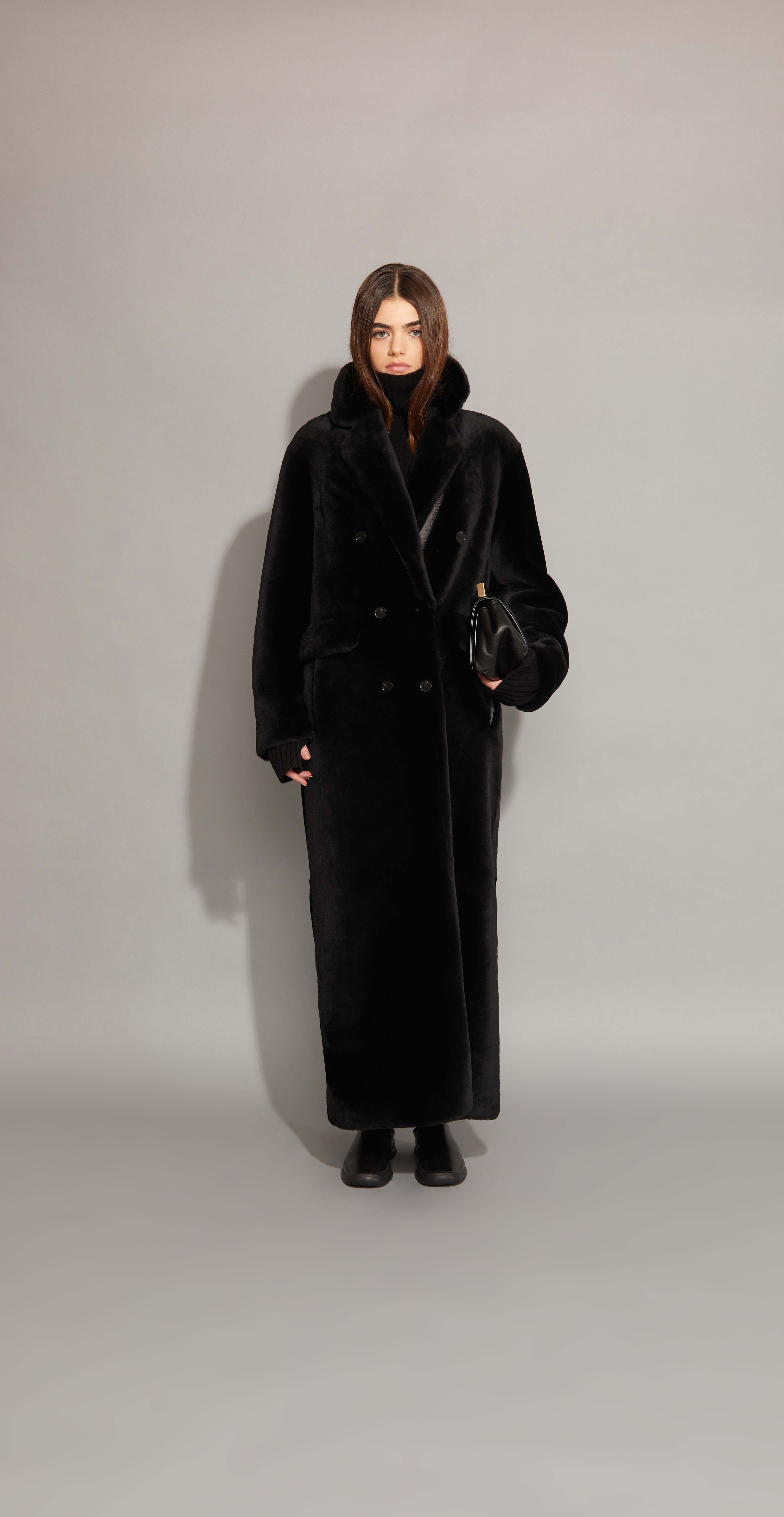 BEN | Manteau en sherling colorblock