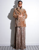 NINETTE | Veste manteau en shearling léopard