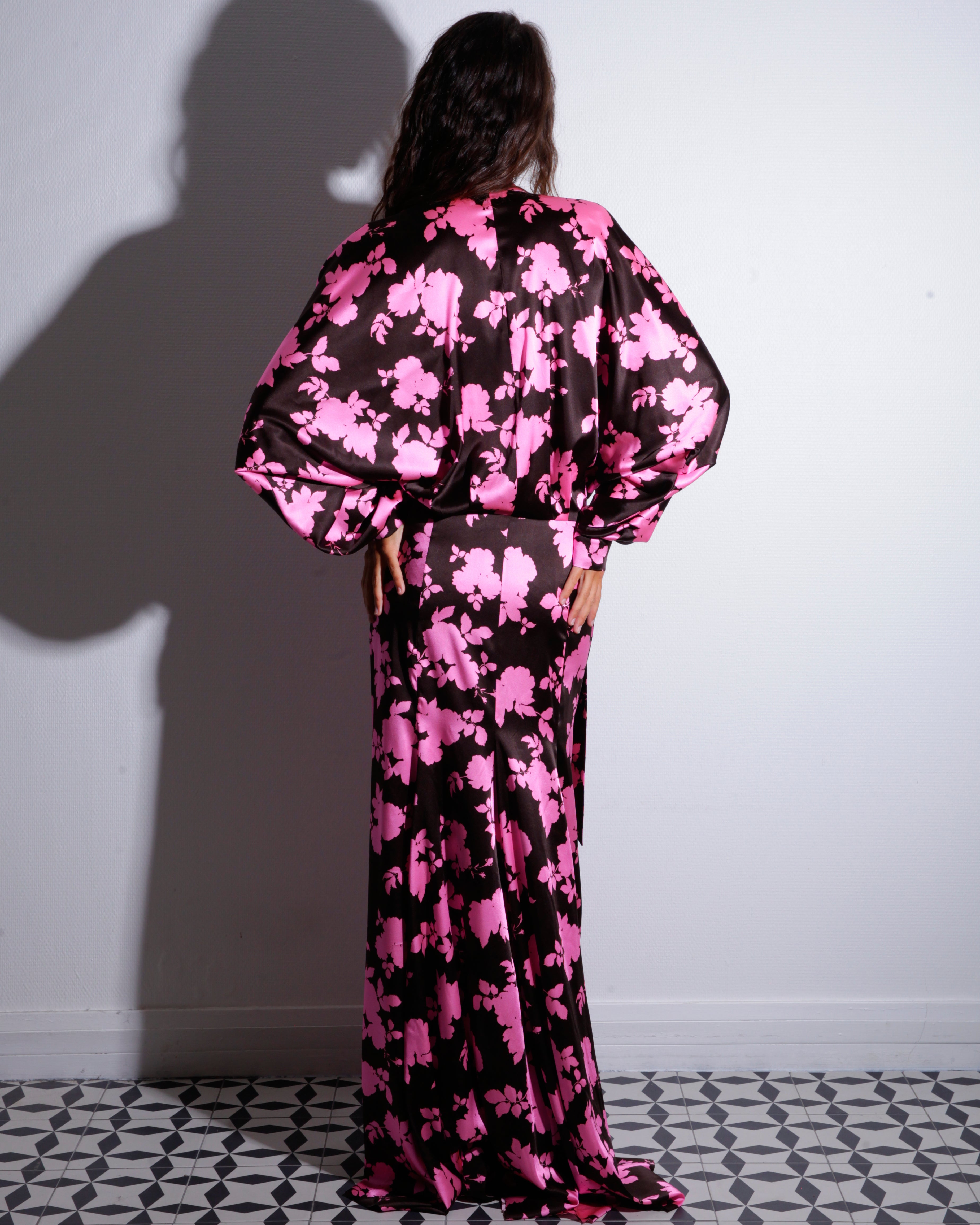 MARNIE | Robe fendue en soie florale