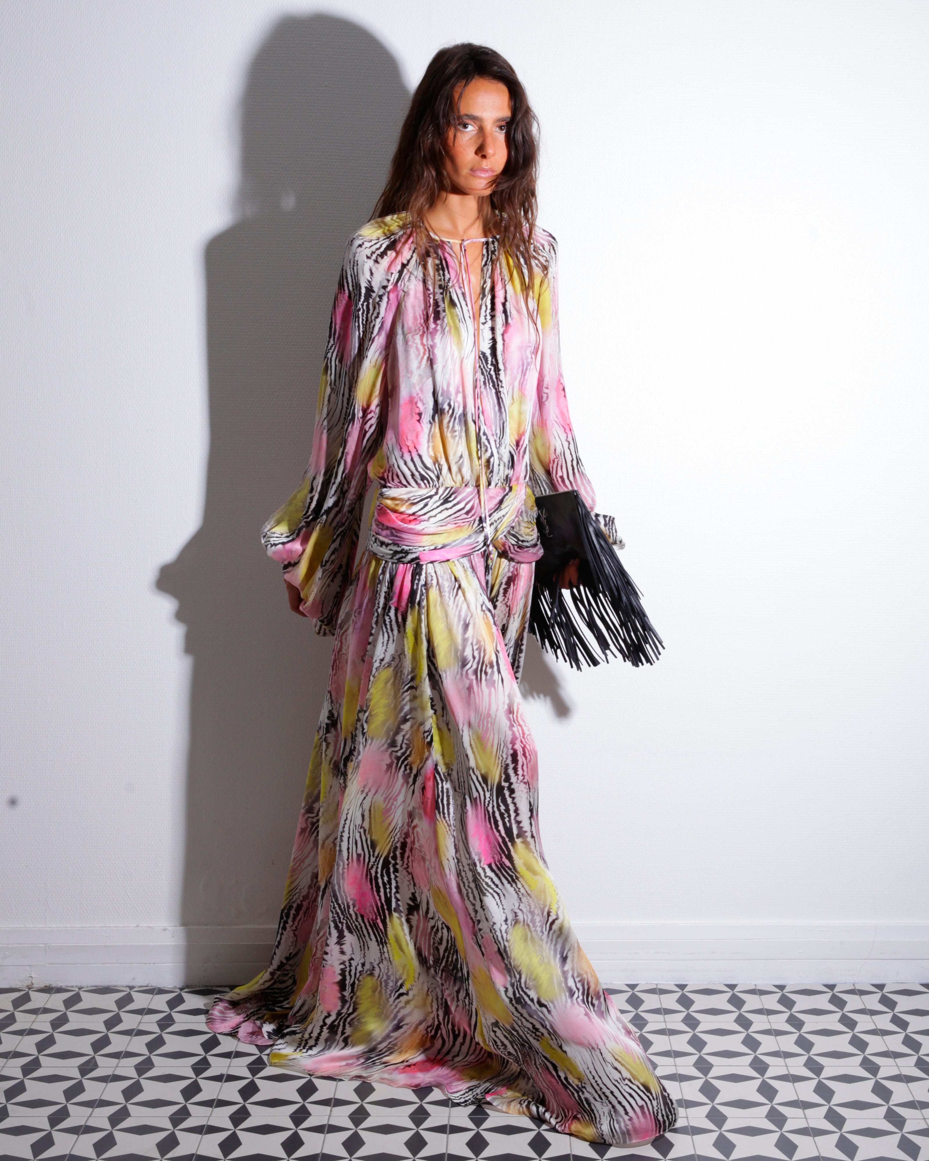 DIVINA | Robe en mousseline de soie imprimé Zèbre Painting