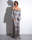 YEMMY | Maxi-robe en chiffon de soie imprimé python