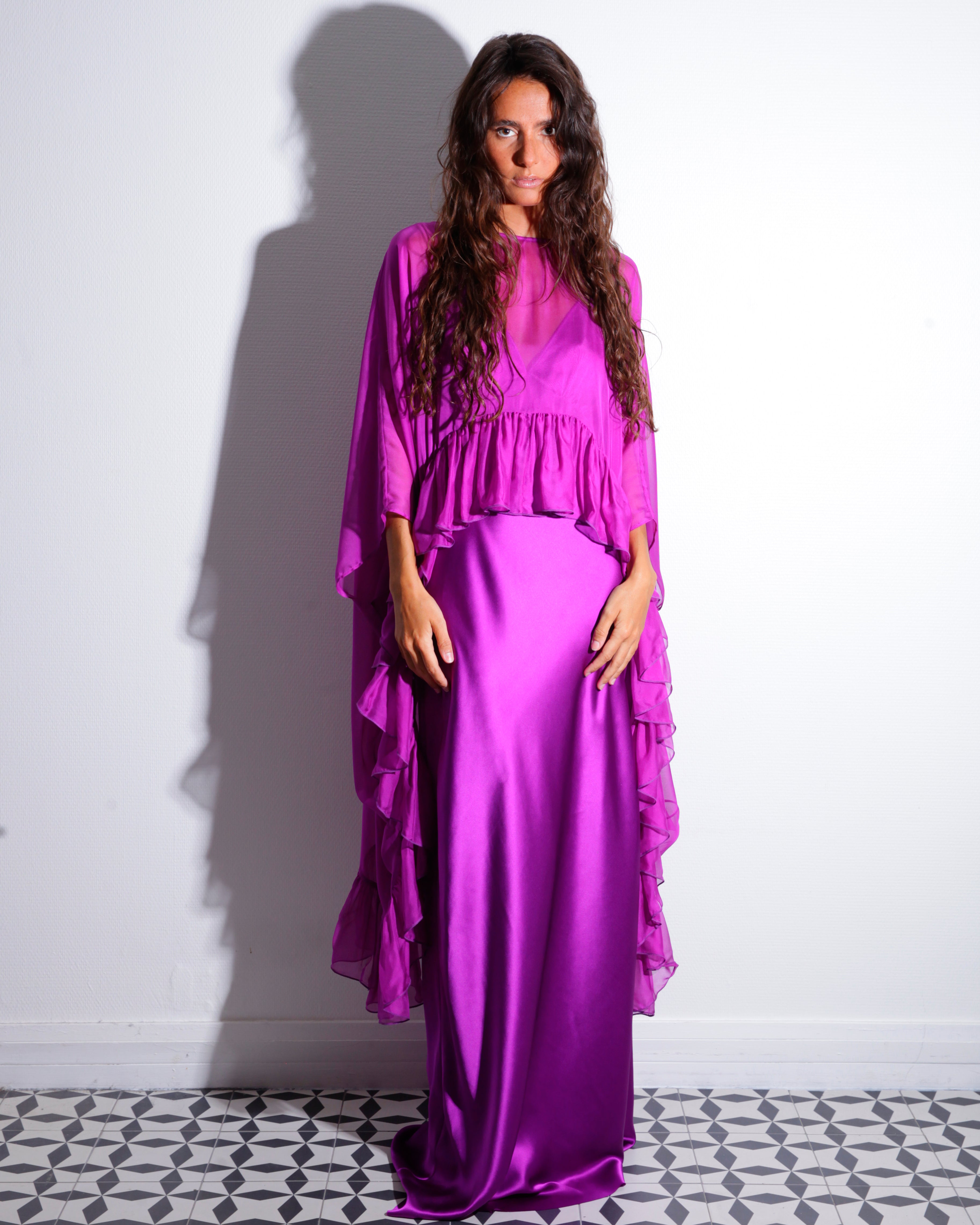 NATALIA | Robe longue esprit lingerie en viscose naturelle