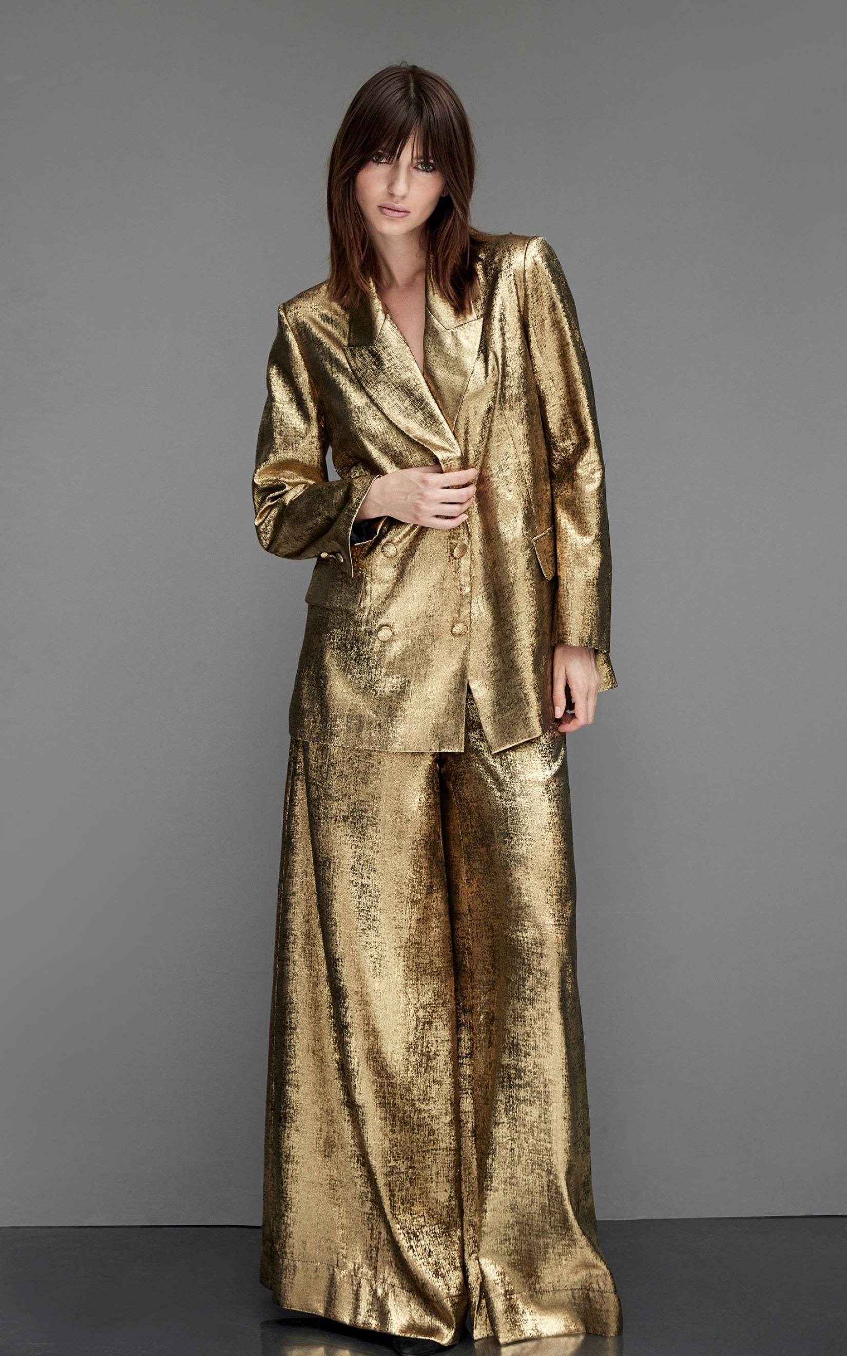 ILONA | Pantalon oversize en or fluide