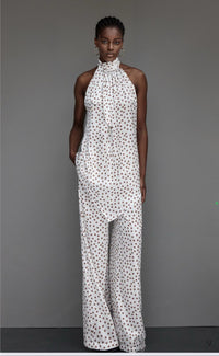 BROWN | Pantalon imprimé pois