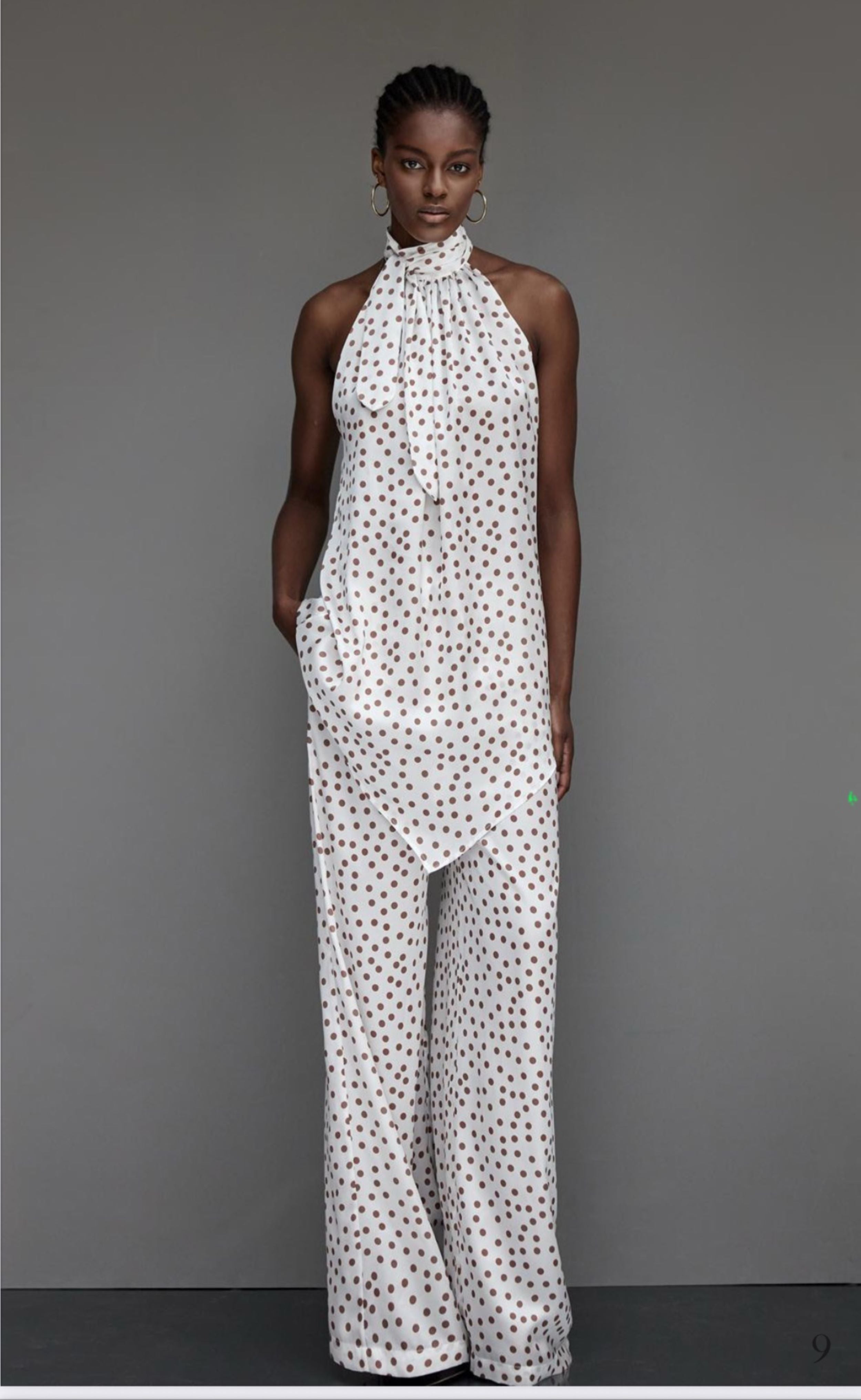 HOLLIE | Top pointu imprimé pois