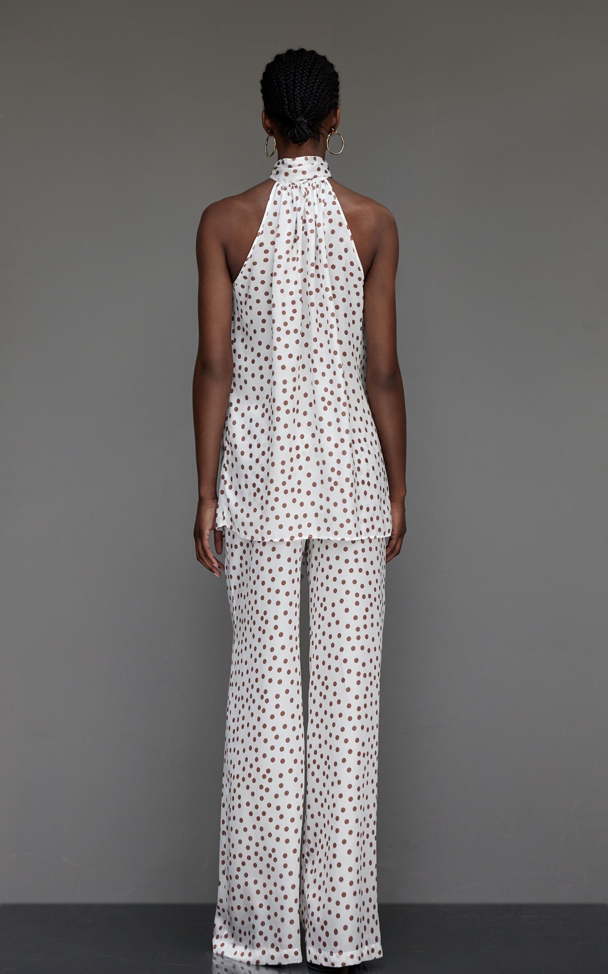 BROWN | Pantalon imprimé pois