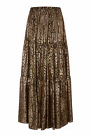 LIANA | Jupe en soie façonnée python black gold