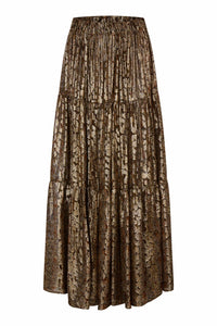 LIANA | Jupe en soie façonnée python black gold