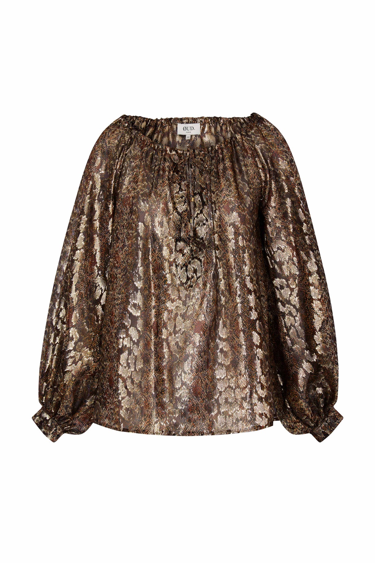 GALA | Blouse en soie façonnée python black gold
