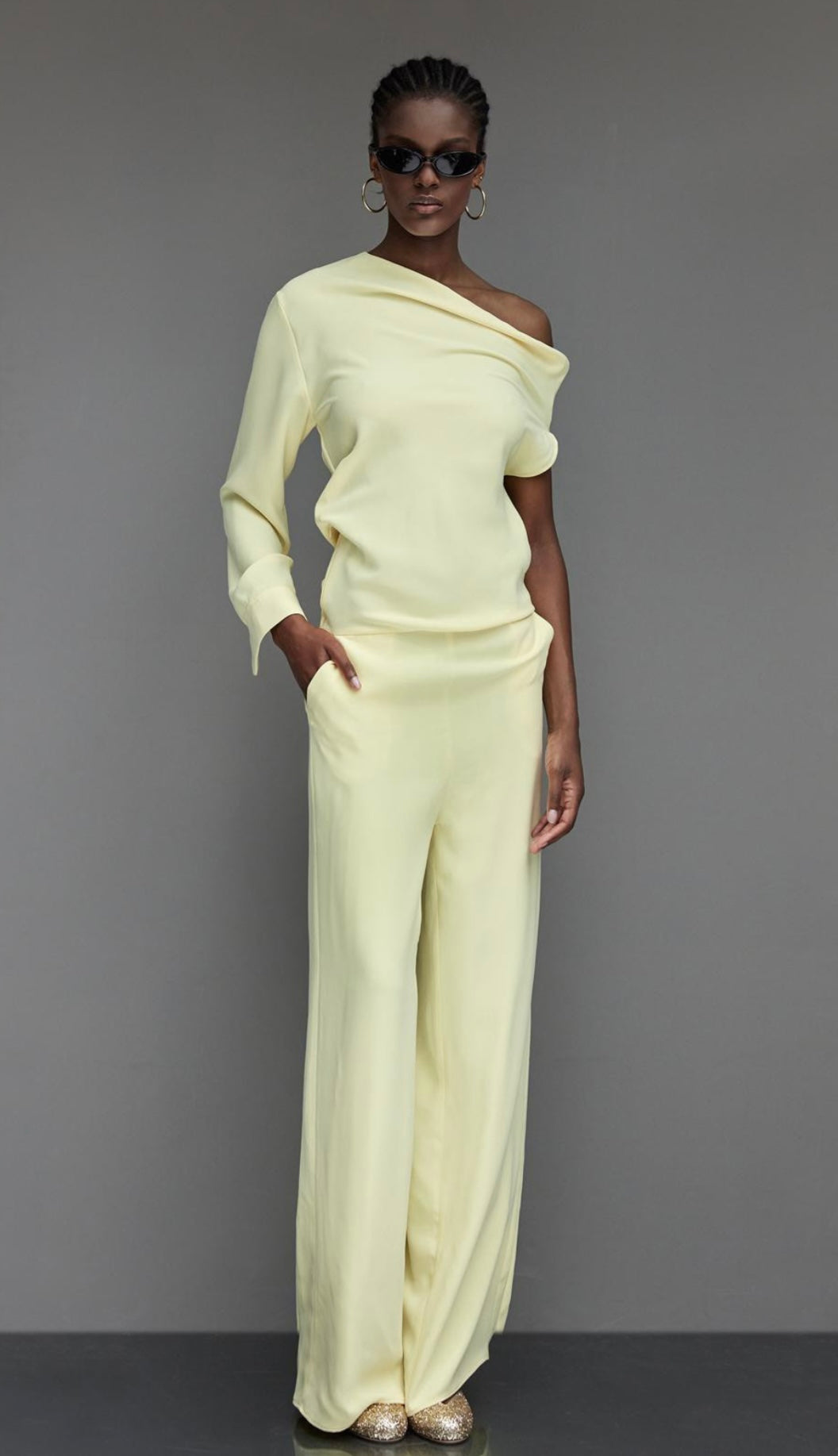 CALLISTA | Jumpsuit asymétrique en crêpe